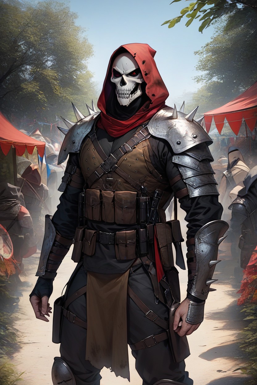 Cloth Hood, Angular Features, Medieval Plate Hentai AI Porn