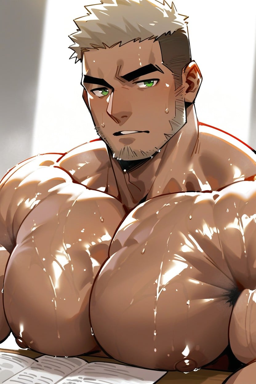 Oversized Muscles, 18+, Side View AI Gay Porn