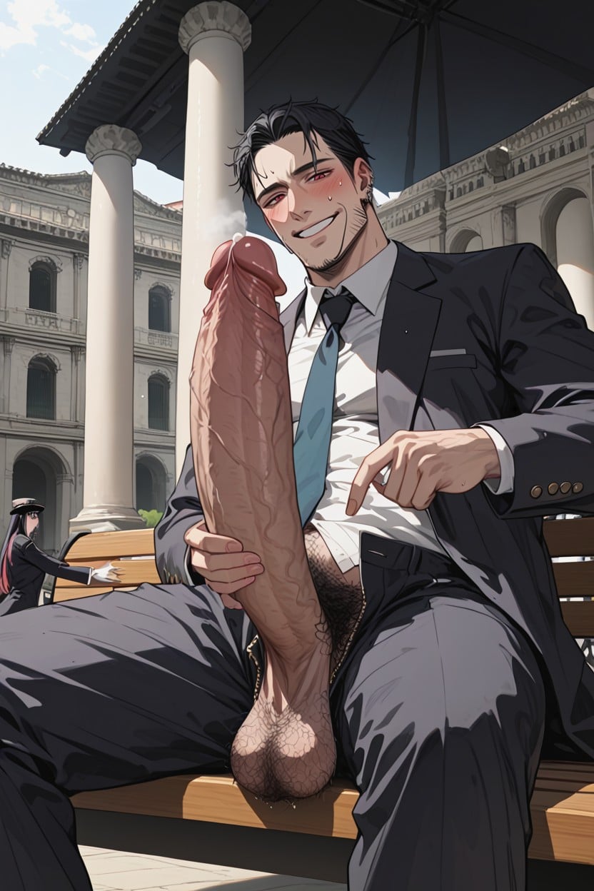 Bench, Steamy Skin, Dense Pubic Hair Hentai IA