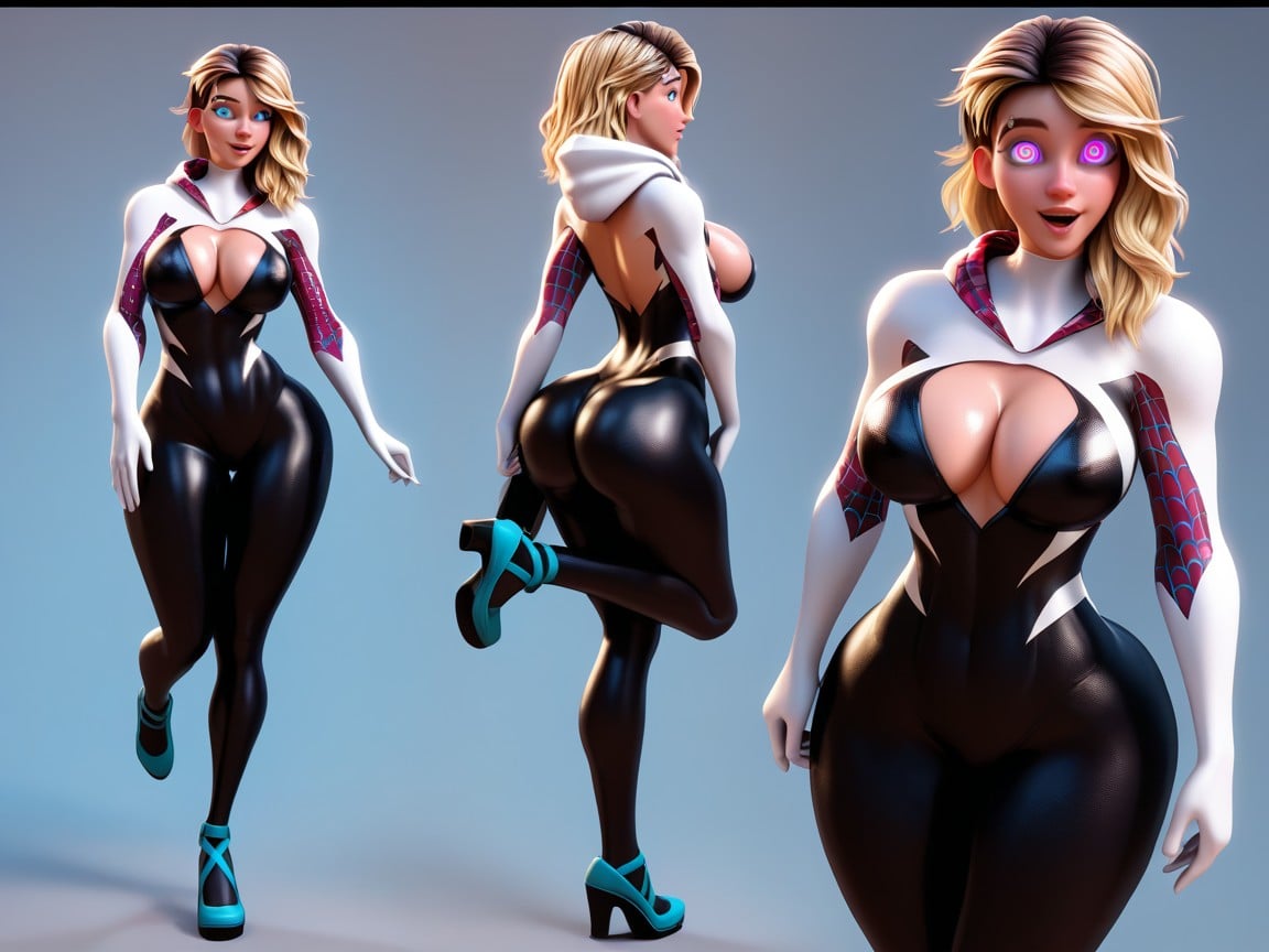 Bubble Butt, Dumb Bimbo, Multicolored Spiral Eyes Hentai AI Porn