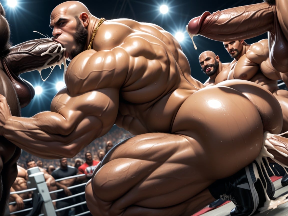 Many Huge Cocks In Mouth And Hyper Massive Ass, Focus Under Boob, Mouth Agape AI Gay Porn