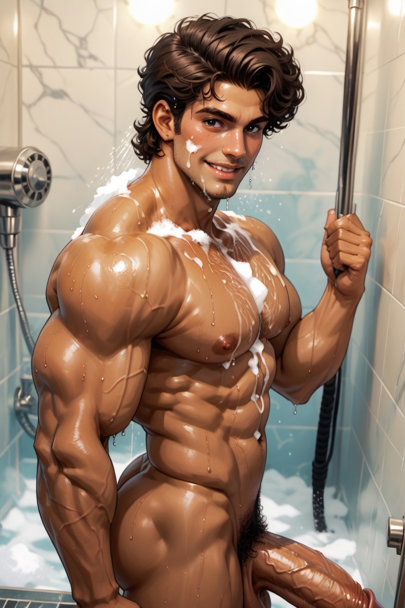 Large Masculine Manblack Curly Hair, 18+, Award Winning Photo AI Gay Porn
