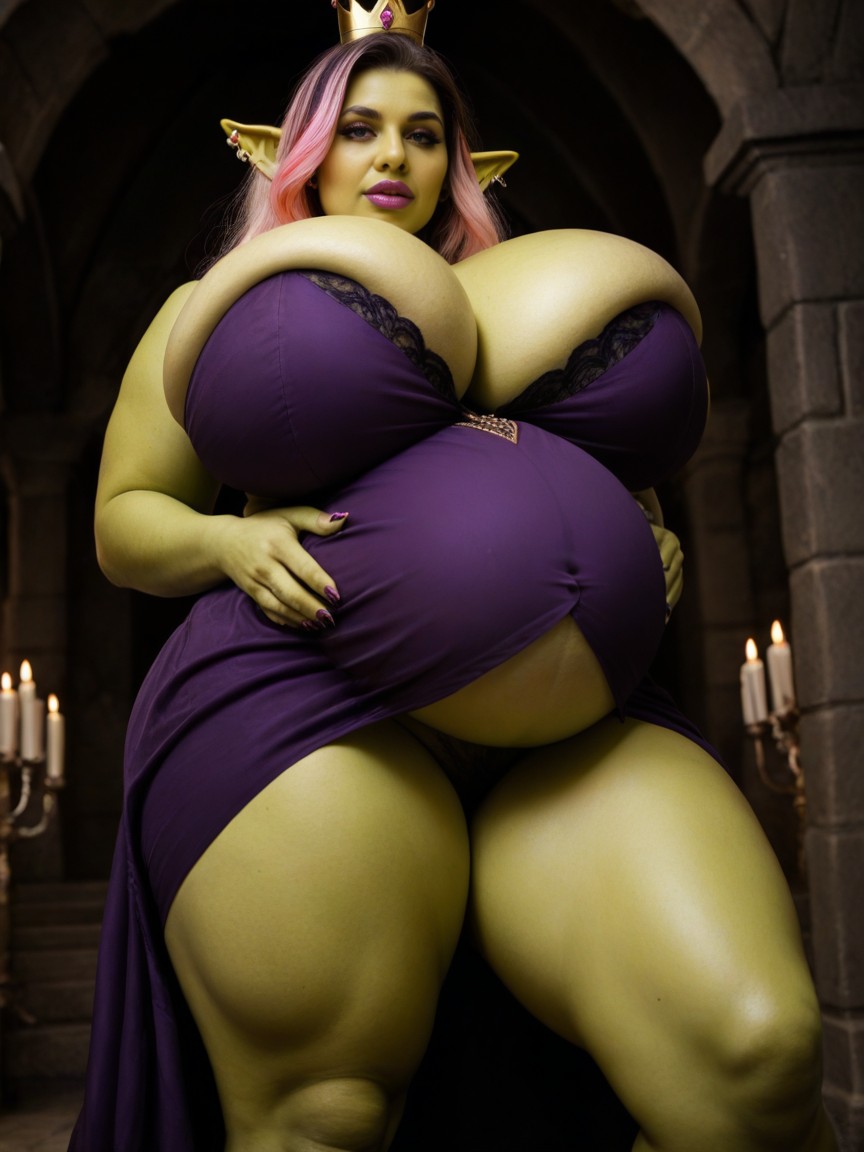 Pierced Goblin Ears, Ssbbw, Green Skin AI Porn