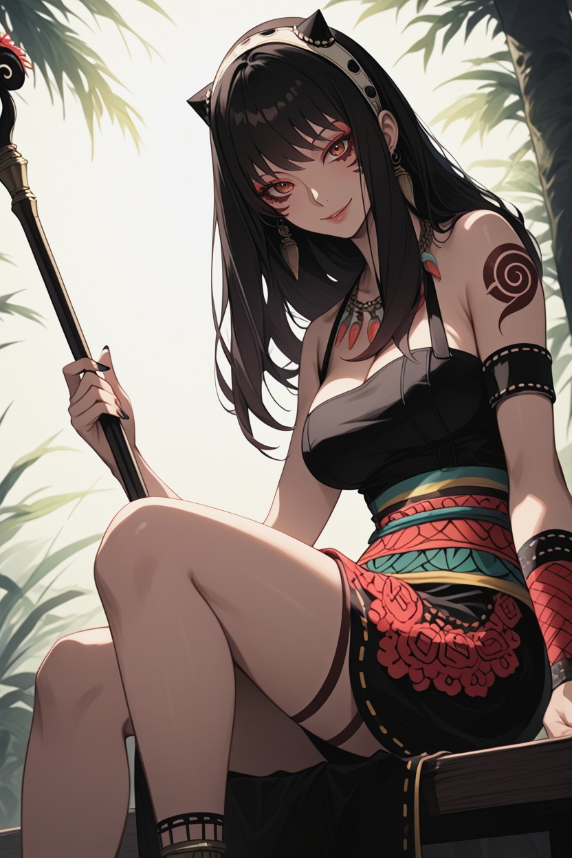Bare Feet, Medium Breast, Maori Villager Outfit Hentai AI Porn