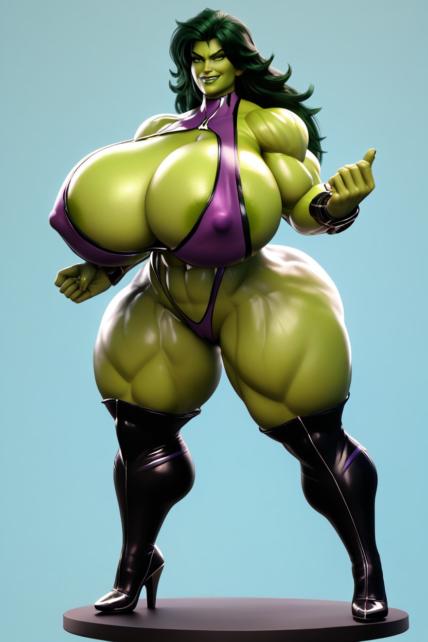 Green Skin, Abs, Fit AI Porn