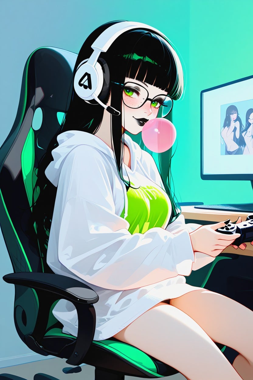 Comfortable Clothes, Big Lips, Goth Hentai AI Porn