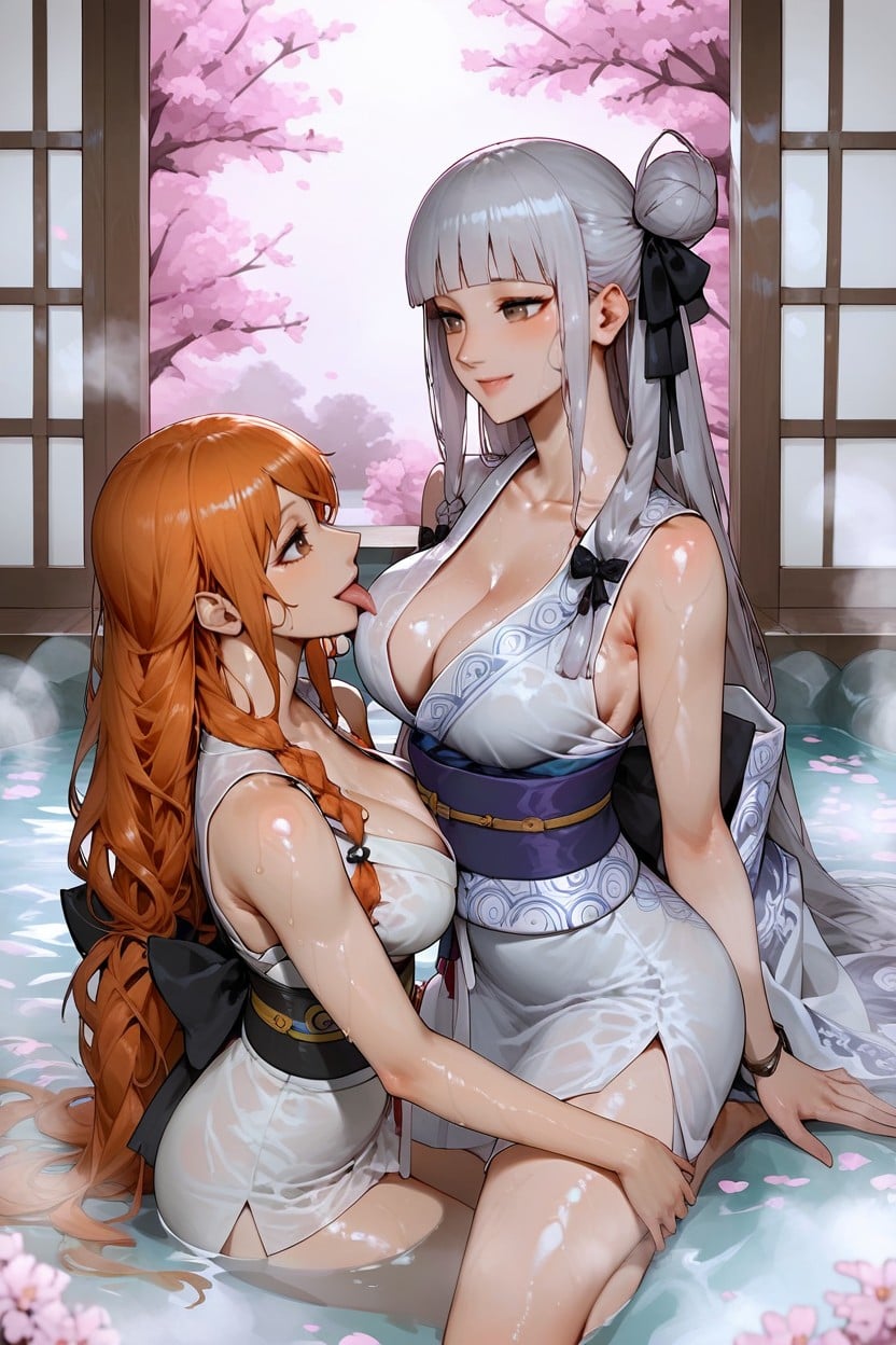 Cherry Blossoms, Collarbone, Obi Hentai AI Porn