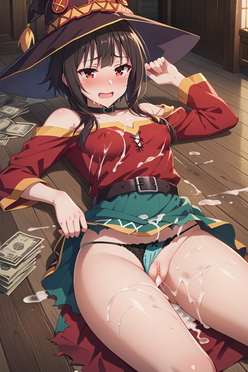 Woman Covered In Cum, View From Above, Puddles Of Cum Hentai AI Porn