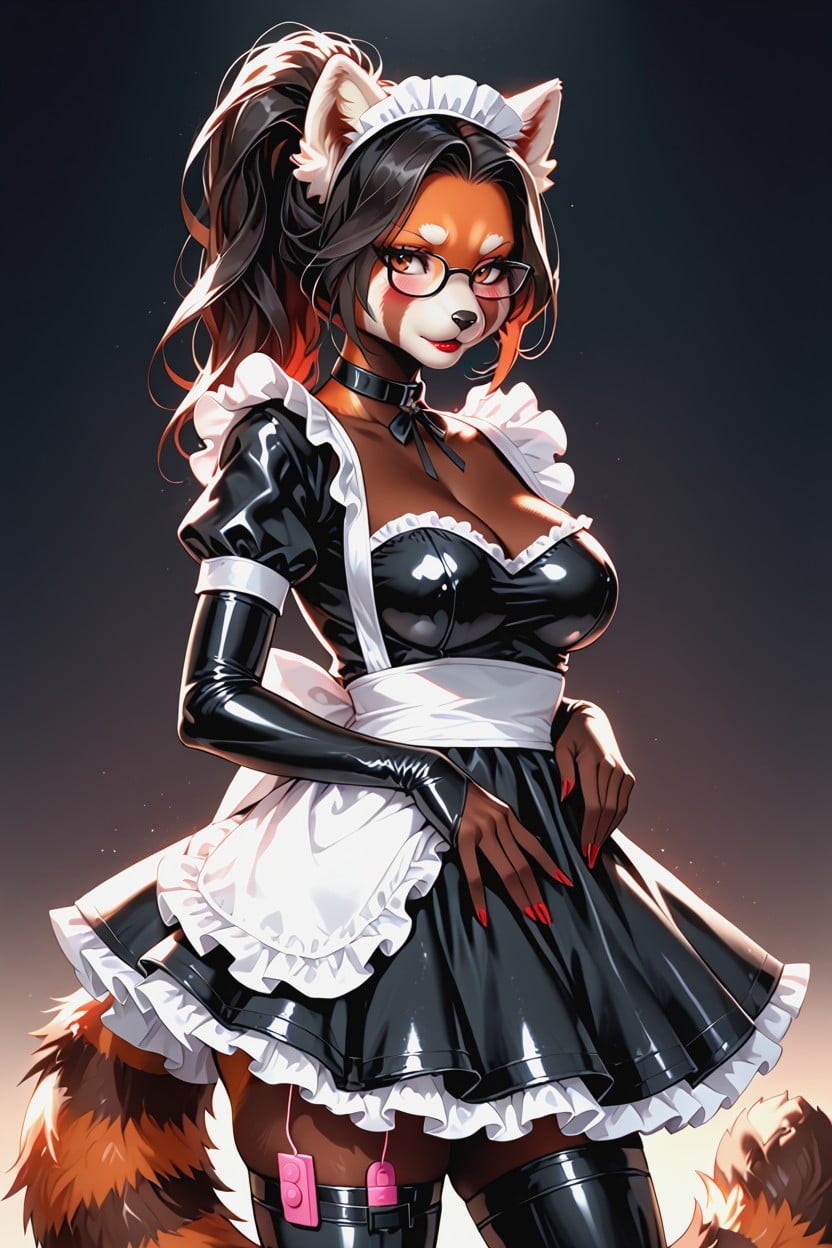 Heavy Blushing, Fluffy Red Panda Tail, Female Red Panda 퍼리 AI 포르노