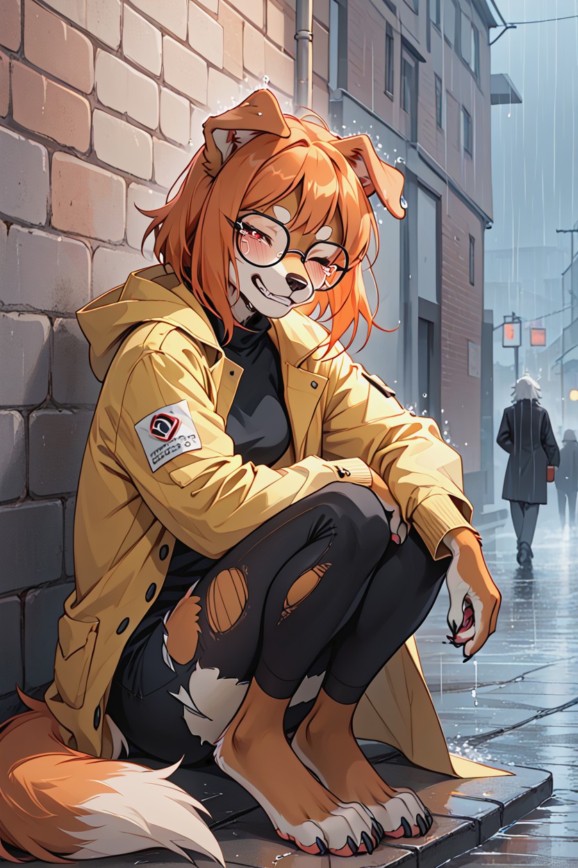 Orange Back Fur, 小さな胸, 歯を食いしばる ファーリーAIポルノ