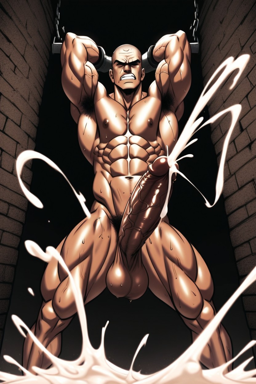 The Penis Swelled Up Hideously, Vertically Hyper Ejaculation, Shaved Head AI Gay Porn