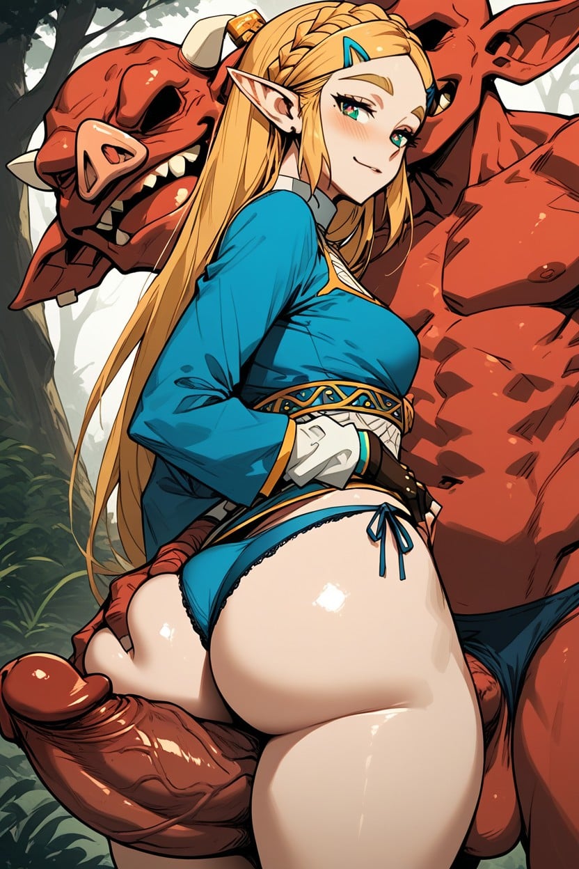Standing, Massive, Blue Panties Hentai AI Porn