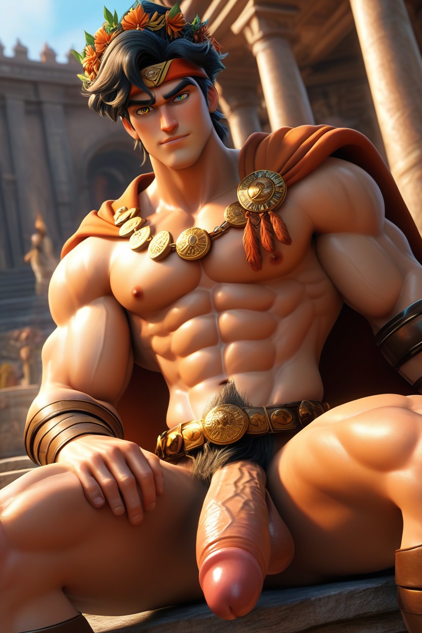 Wide Angle, Wearing A Wreath Crown, Hades Video Game AI Gay Porn