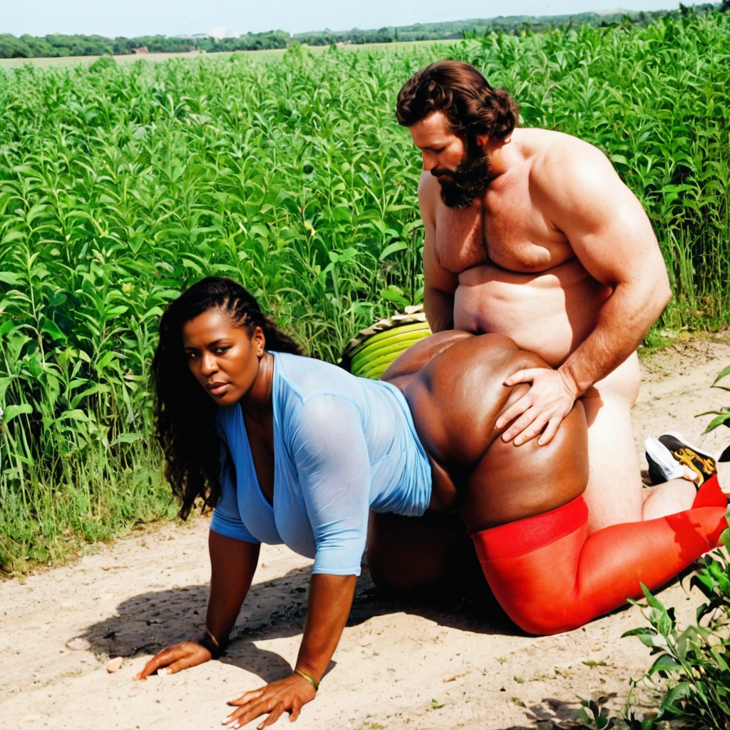 Afro, Giant Man, Bearded White Man AI Porn