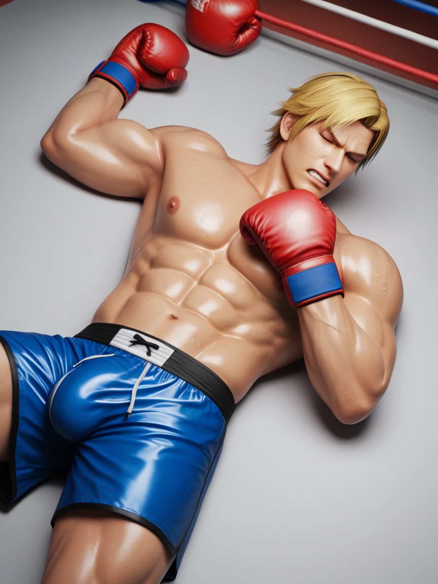 Shiny Boxing Trunks, Fit, Solo AI Gay Porn
