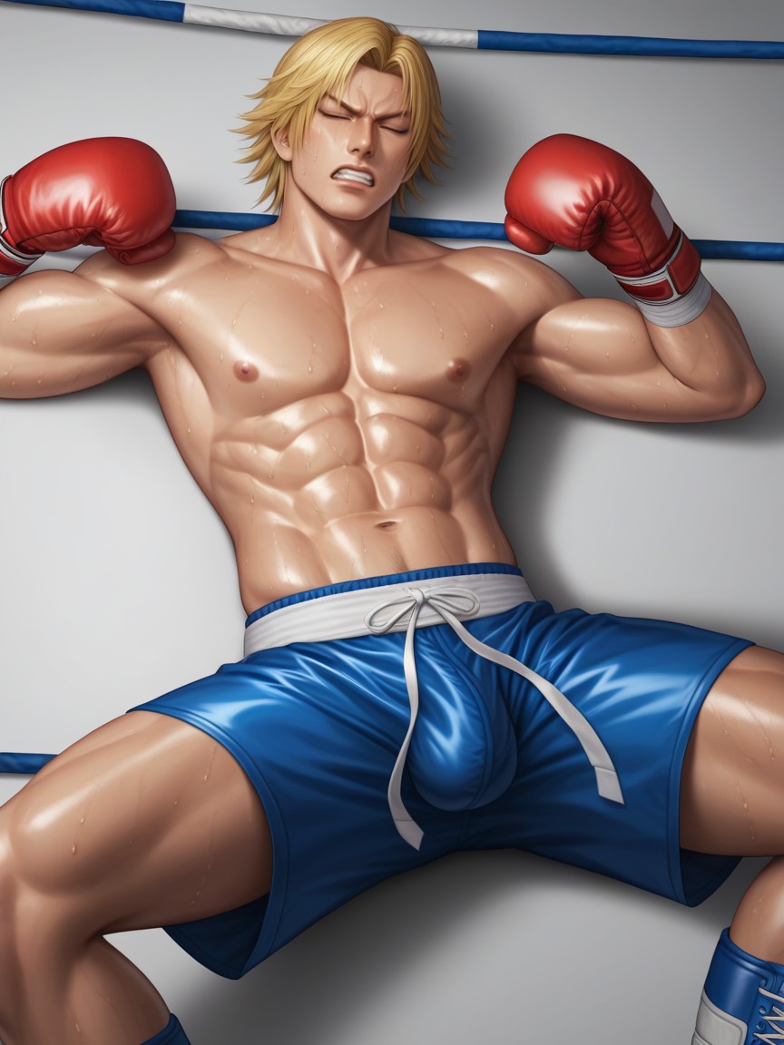 25+, Yellow Fighting Gloves, Sweaty AI Gay Porn