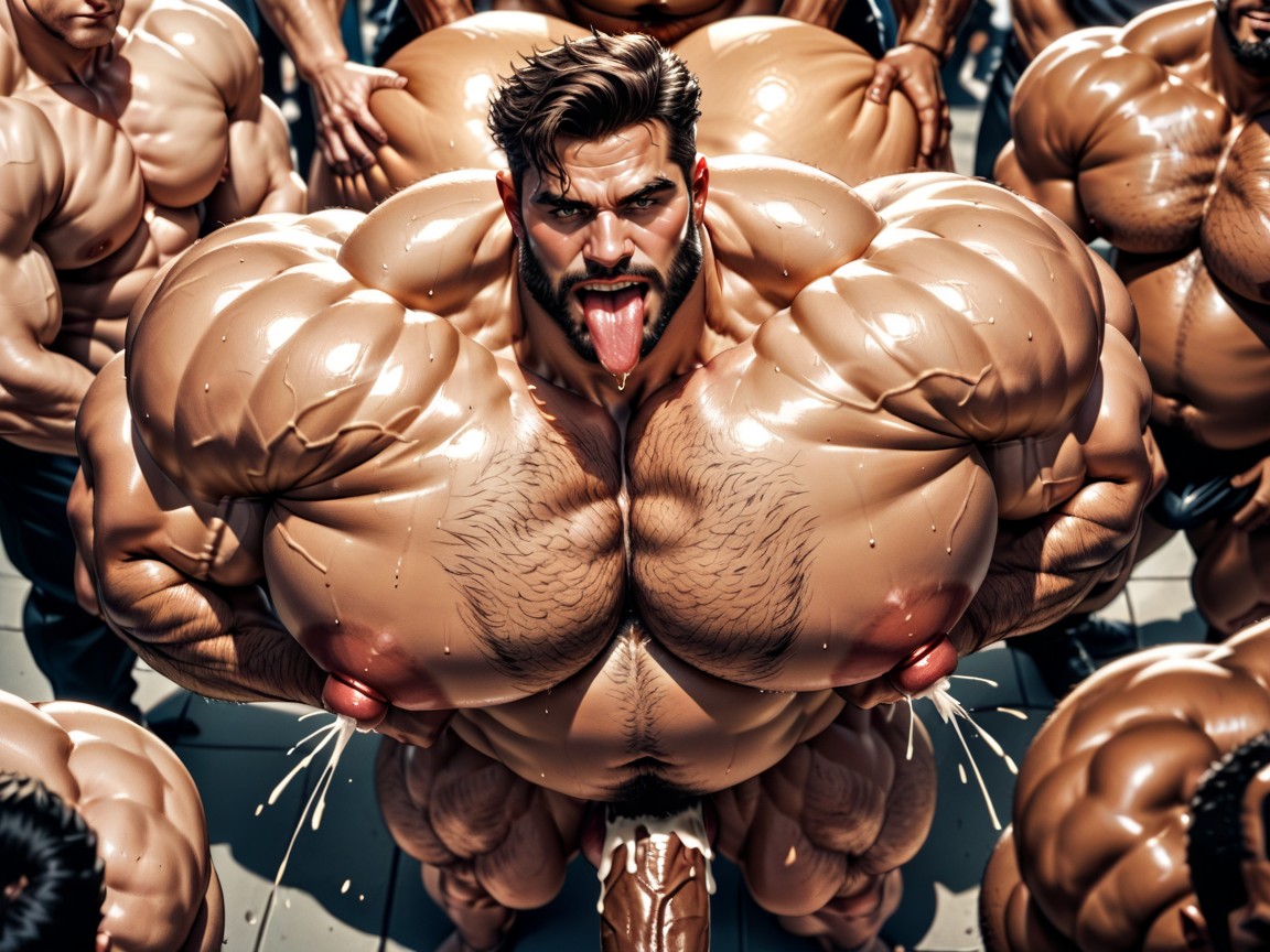 Gay Gangbang, Huge Extreme Oversized Ass, Hairy Thick Hyper Muscled Body AI Gay Porn