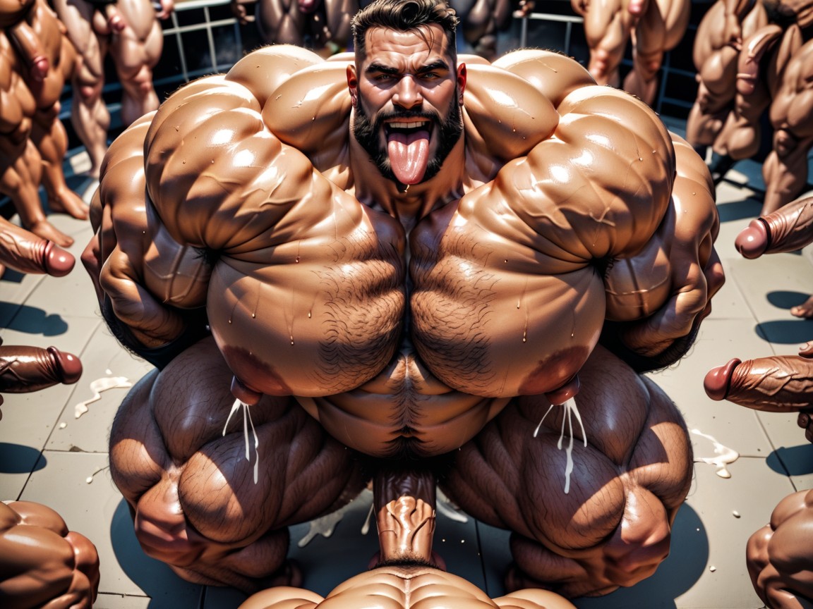 Big Pecs, Extreme Hyper Boobs, Mouth Agape AI Gay Porn
