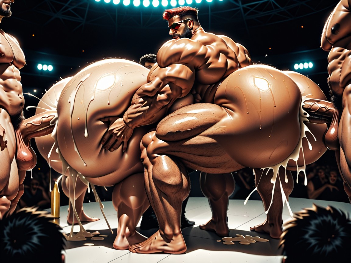 Sweaty, Oiled Skin, Gangbang Massive Ass AI Gay Porn