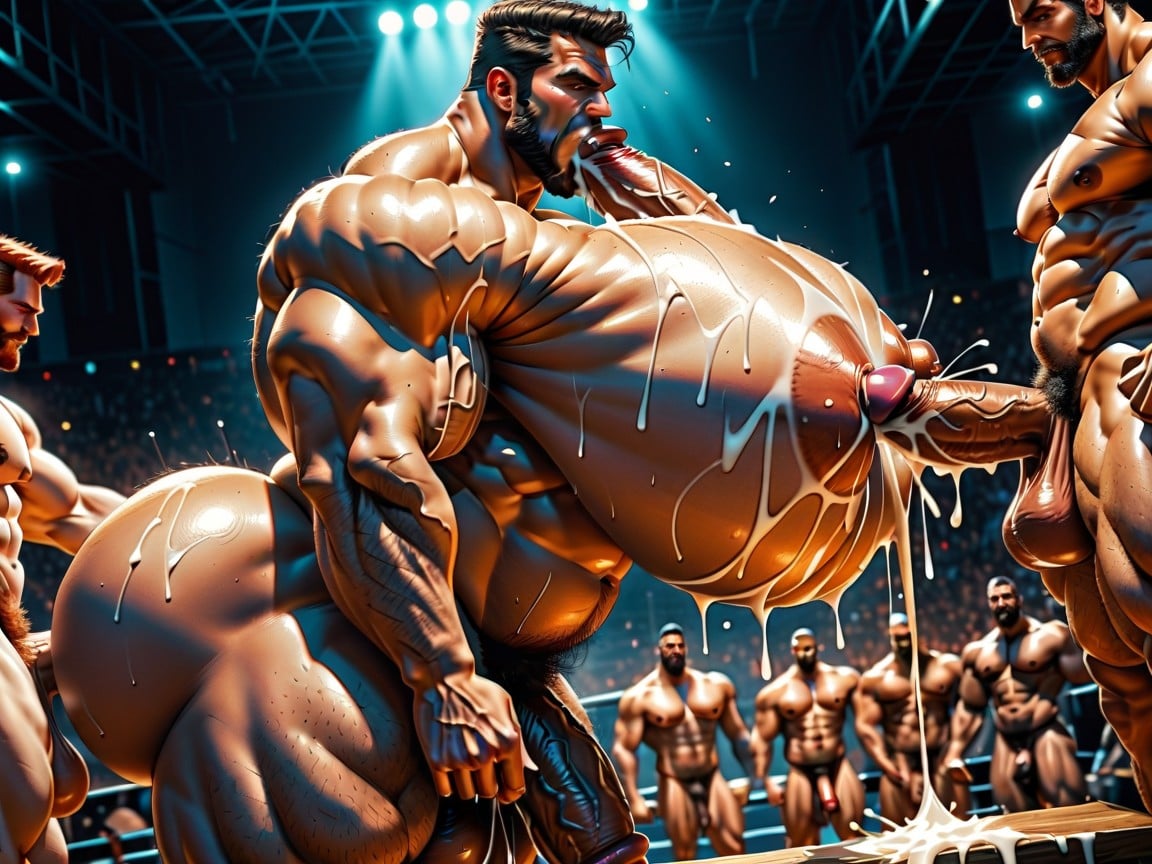 Huge Cocks On Ass And In Ass, Front View, Huge Extreme Oversized Ass AI Gay Porn