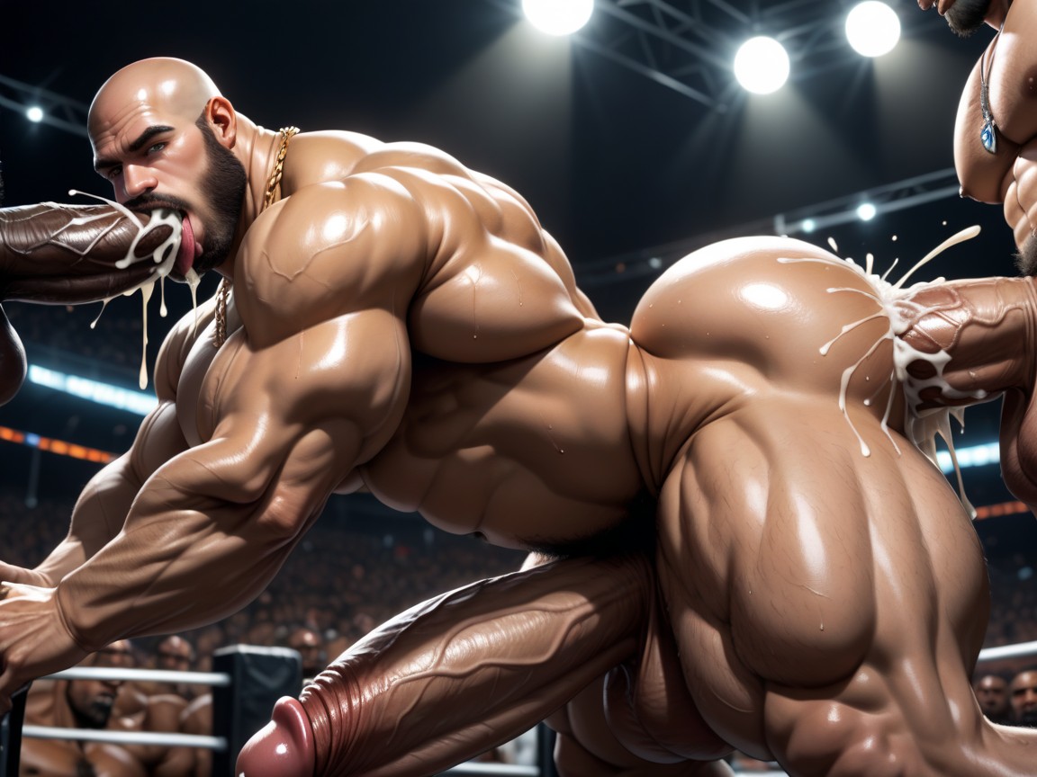 Tanned Skin, Naked, Hyper Bulky Tanned Skin AI Gay Porn