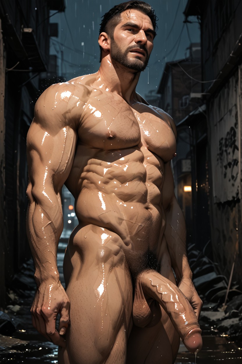 Broad Shoulders, Full Body, Faux Hawk Haircut Peaked Towards The Center AI Gay Porn