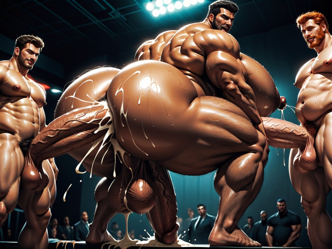 Gangbang Massive Ass, Both Boobs Getting Sucked Hard, Big Pecs AI Gay Porn