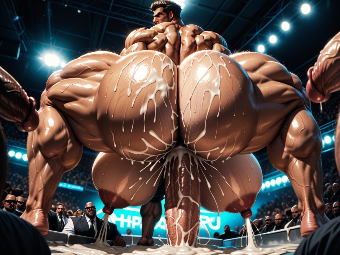 Gay Gangbang, Dark Five Oclock Shadow, Huge Extreme Oversized Ass AI Gay Porn