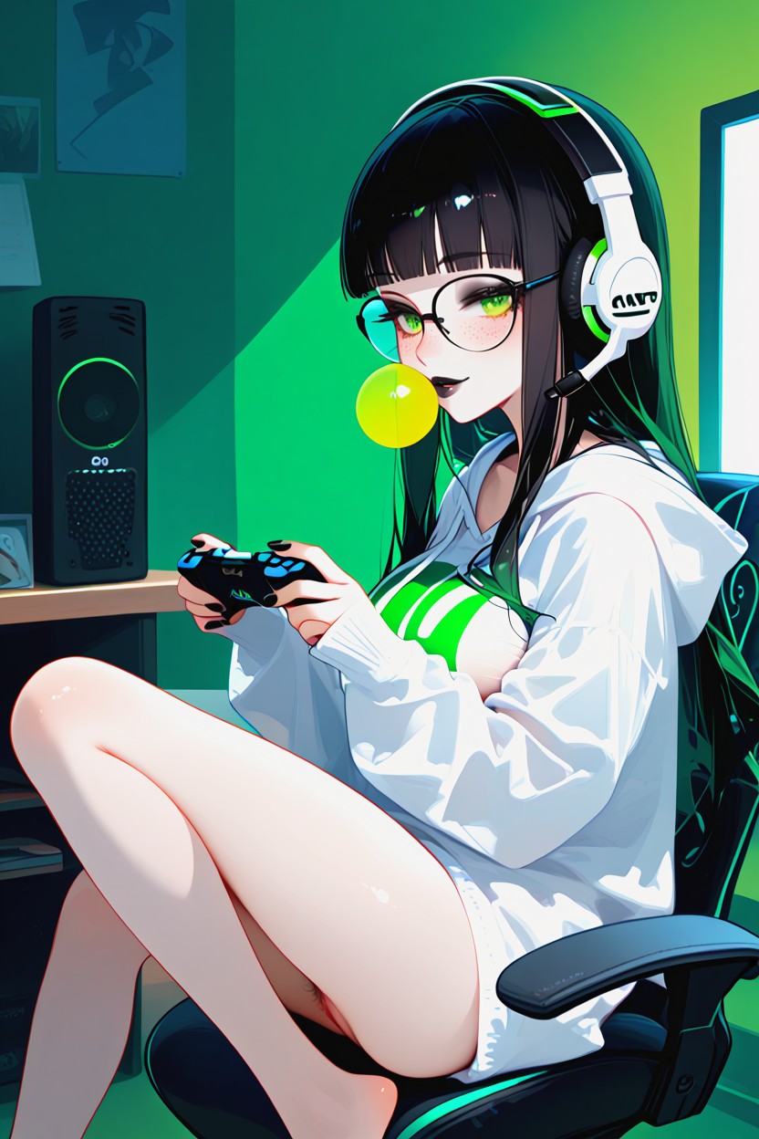 Comfortable Clothes, White Pale Skin, Gamer Woman Hentai AI Porn