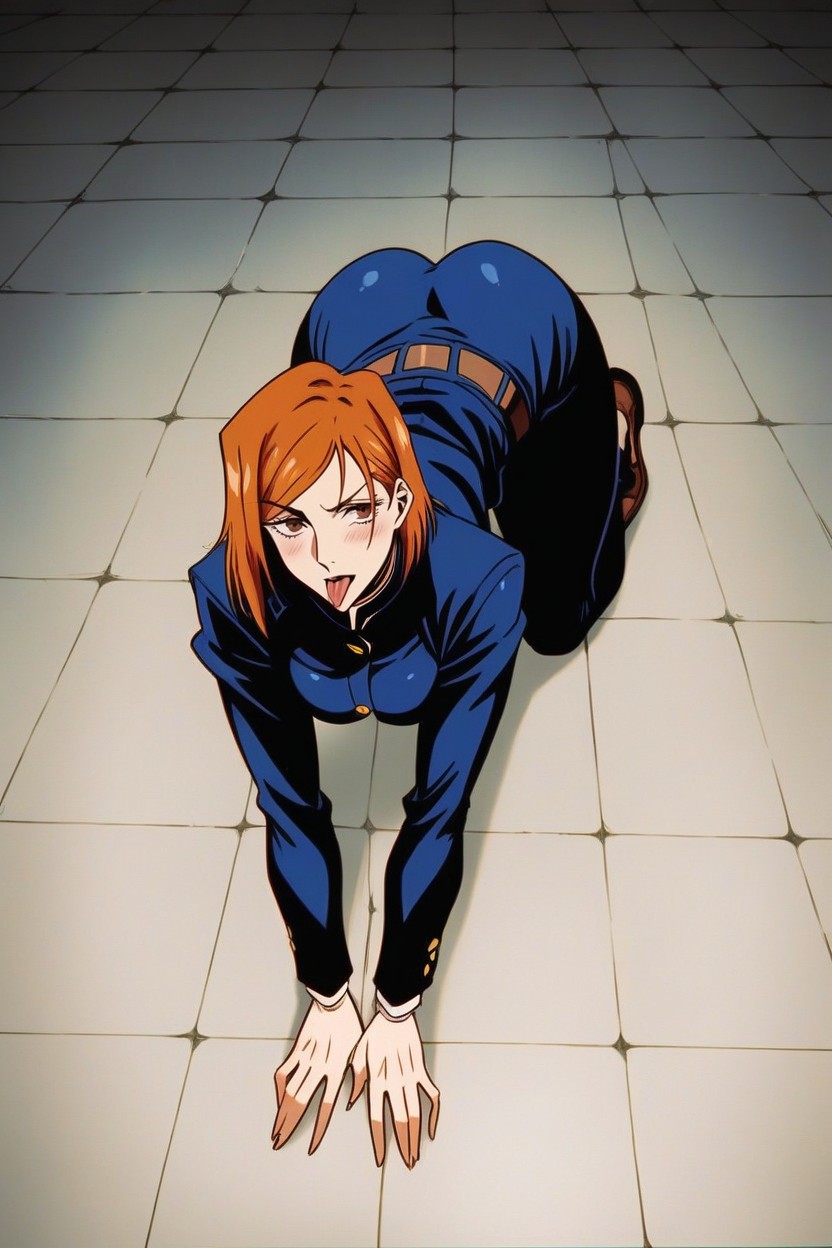 Orange Hair, Arched Back, Detailed Image Hentai AI Porn