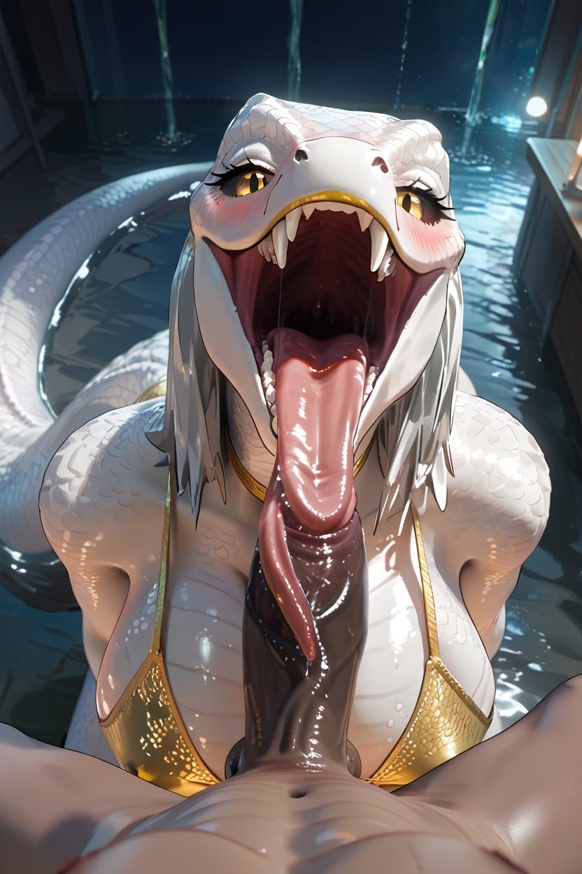 Black Sclera, Kneeling, Tongue Out 퍼리 AI 포르노