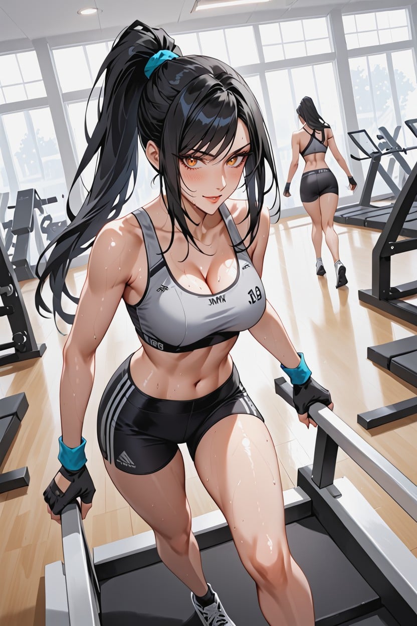 Static Exercise Bikes, Pechos Medianos, Seductive Smile Hentai IA