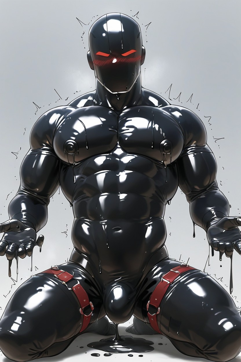 Black Liquid Man, Transparent Neck, Featureless Nose AI Gay Porn