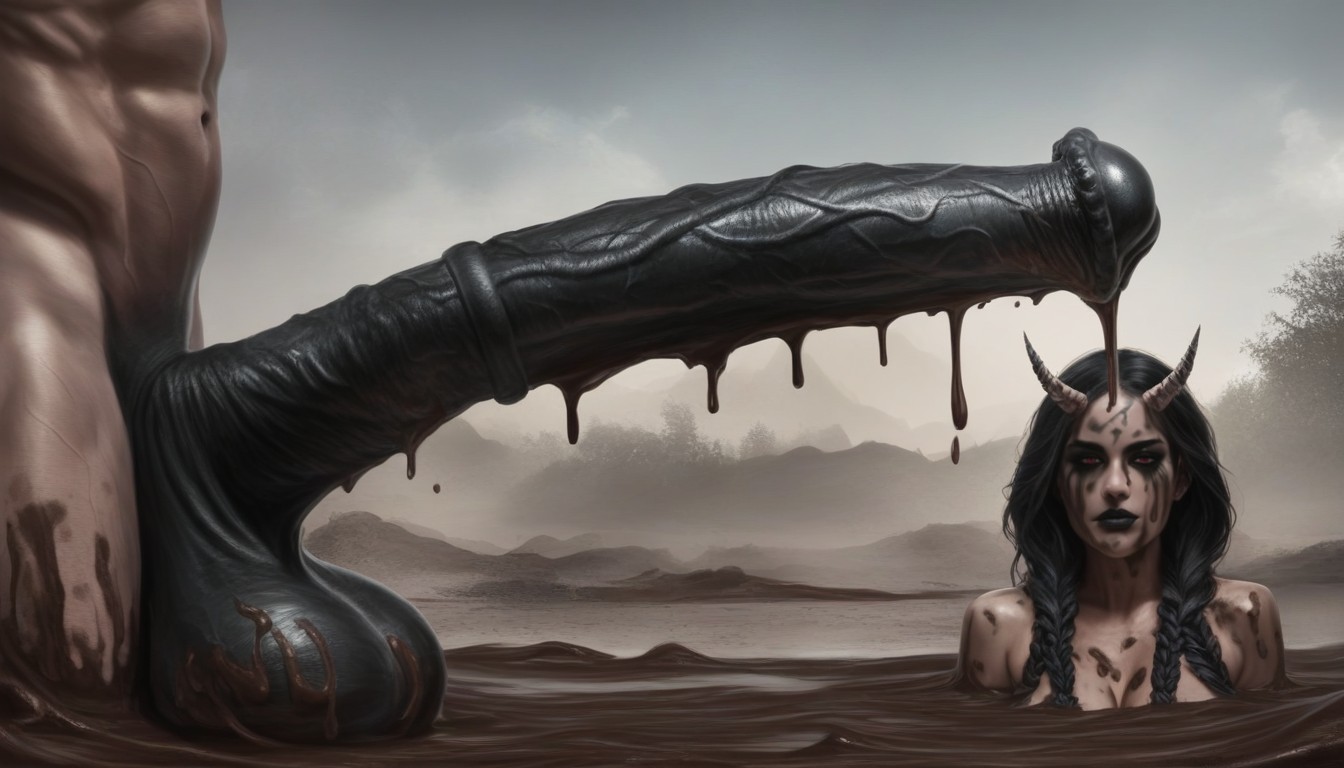 Dick Covered In Melted, Squiggly Veins, Erect Black Cock AIポルノ
