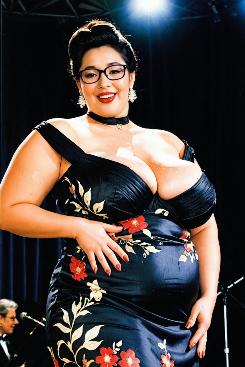 Bottom Up, Black Eyes, Seductive BBW AI Porn