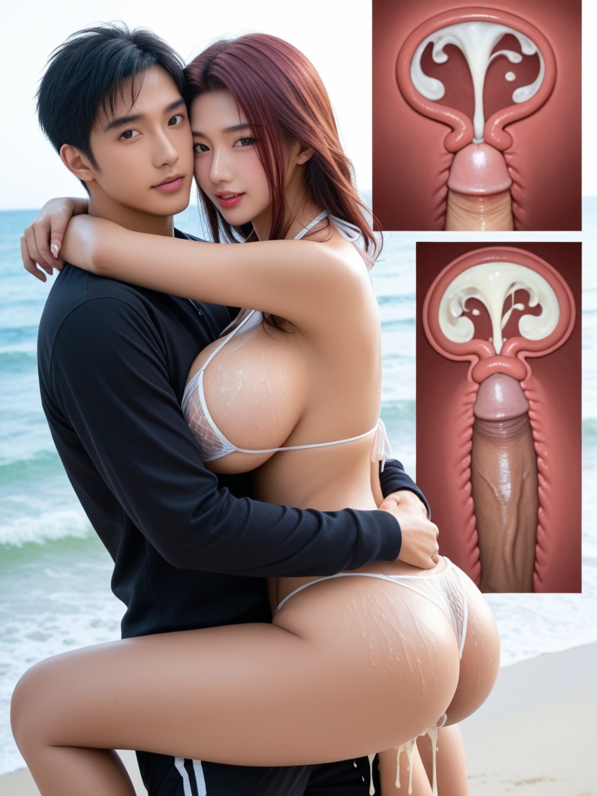Shiny Oiled Skin, Inside Vagina X Ray, Realism Asian AI Porn