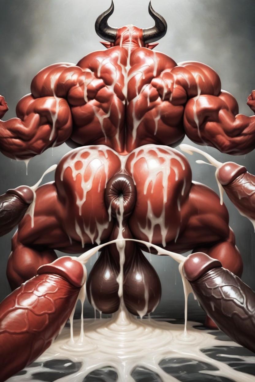 Massive Muscles, Cum On Back, Huge Chest AI Gay Porn
