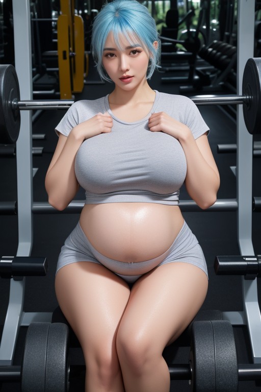 Abs Muscle, Very Gigantic Breasts, Eyes Wide Open 아시아 AI 포르노