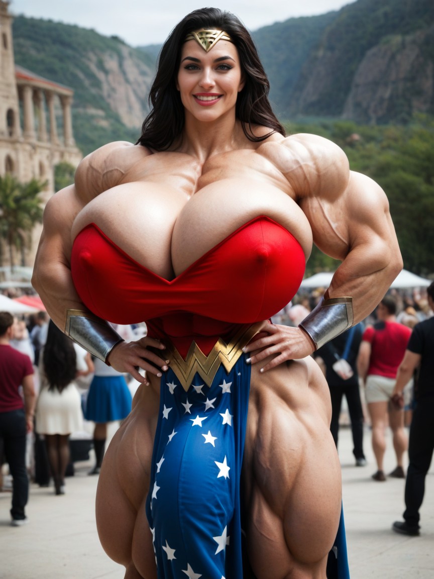 Gigantic Pectoralis Major, Red Top, Gigantic Scalene Shemale AI Porn