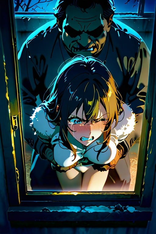 Groping Her From Behind, Abandoned Bathroom, Ventana Con Vista Hentai IA