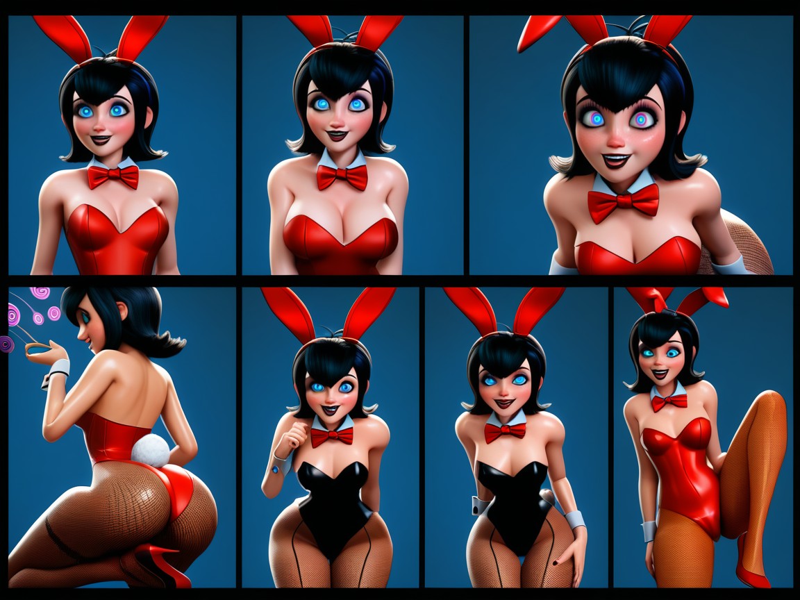 Comic Sprip, Black Hair, She Gets Progressively More Hypnotized Each Panel AI Porn