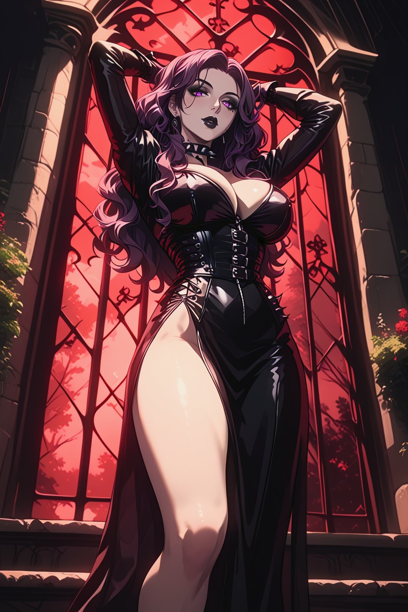 Spreading Legs, Dark Makeup, Pale Skin Hentai AI Porn