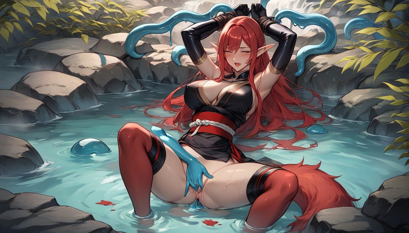 Arms Up, Rounded Breast, Elf AI Porn