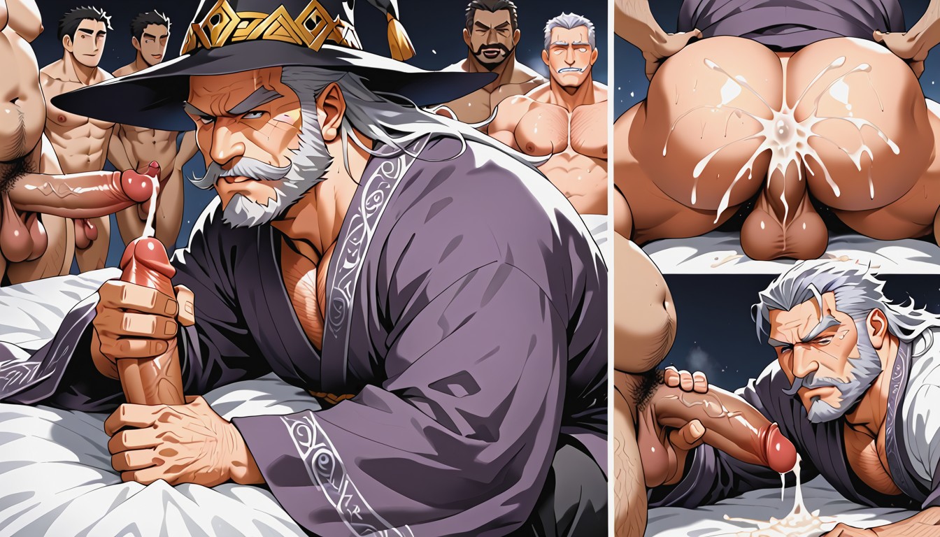 Gray Long Hair, Big Butt, Cum AI Gay Porn