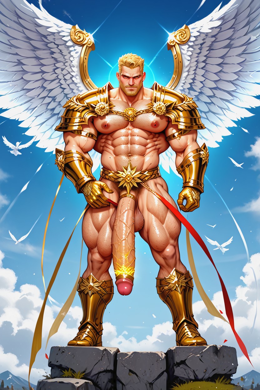 Golden Fantasy Accesories, Big Cock, Subject Flying Among Clouds AI Gay Porn