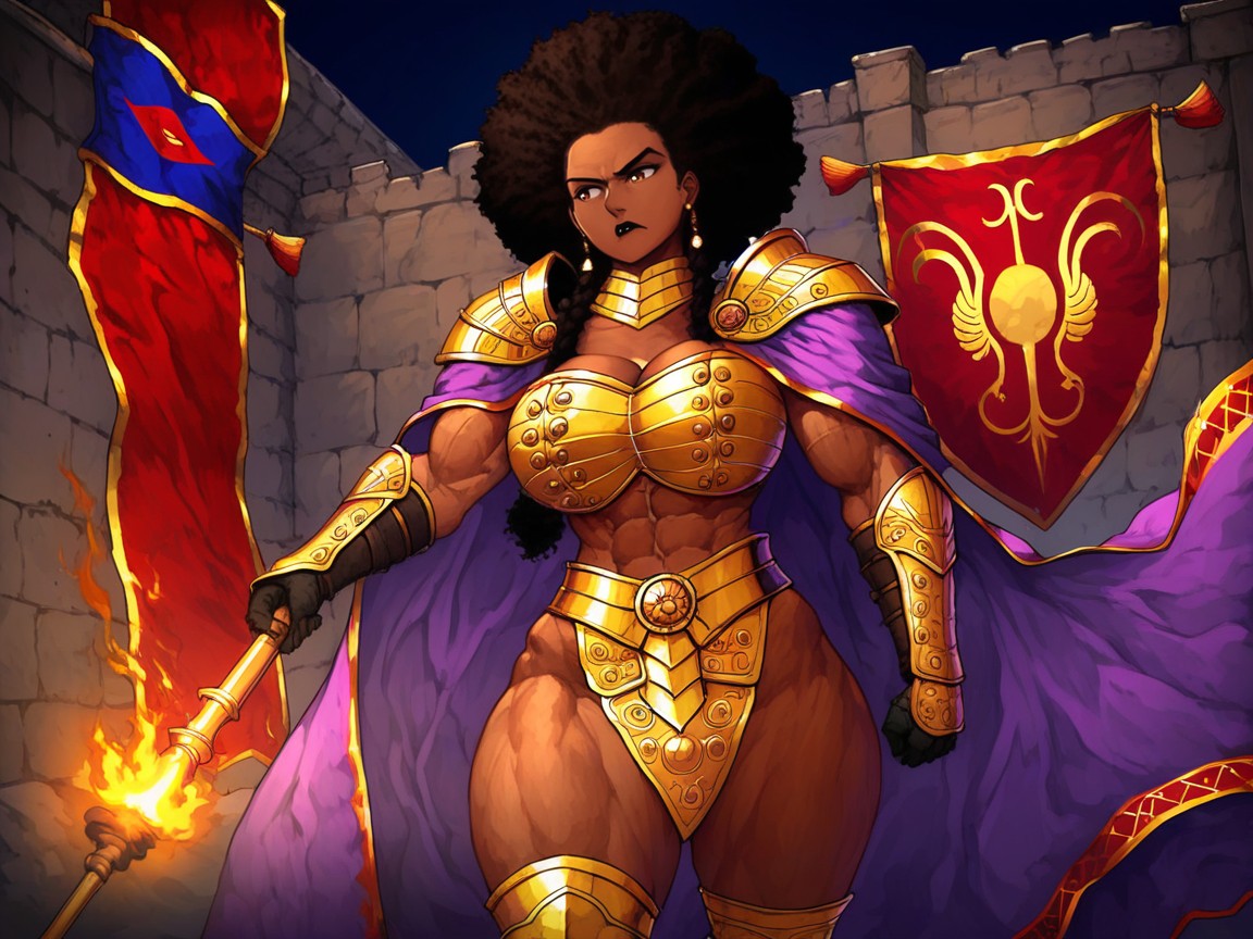 Serious Stern Face, Armor, Rope Coils On Ground Latina AI Porn