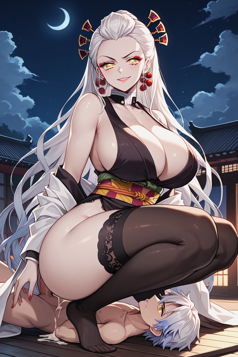 Thigh Highs, Lingerie, Squatting AI Porn