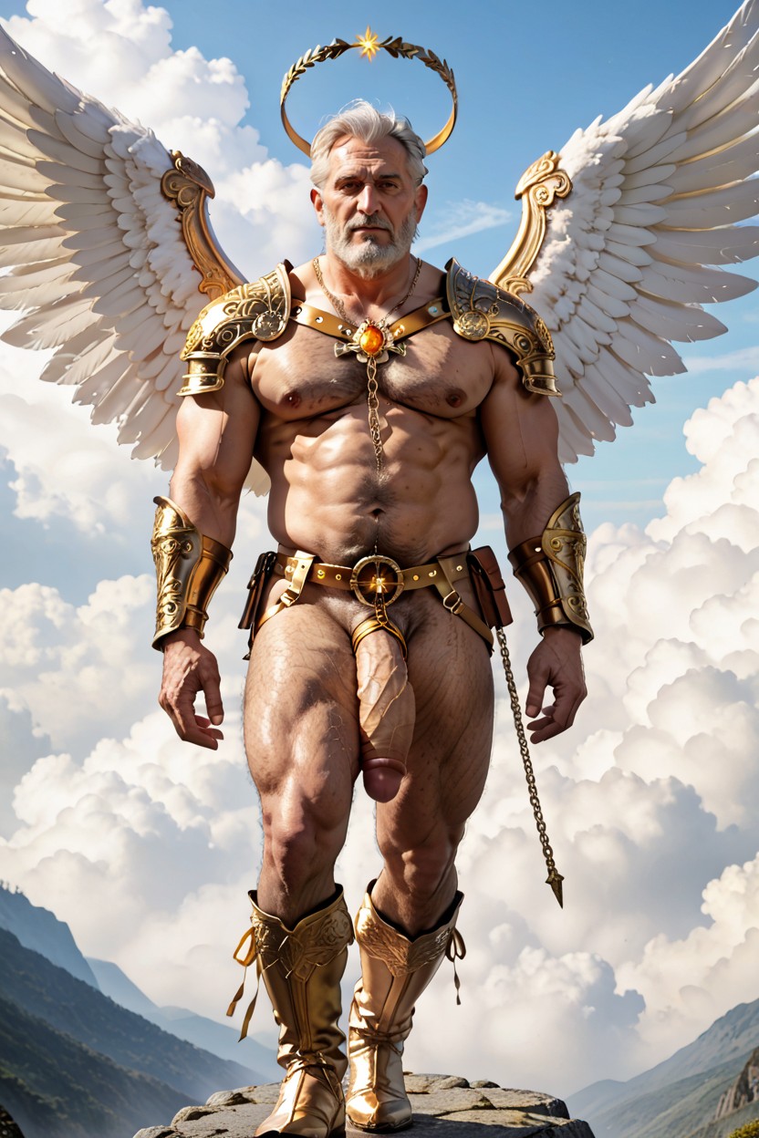 Flying, All Accesories Are Golden, Uncut Cock AI Gay Porn
