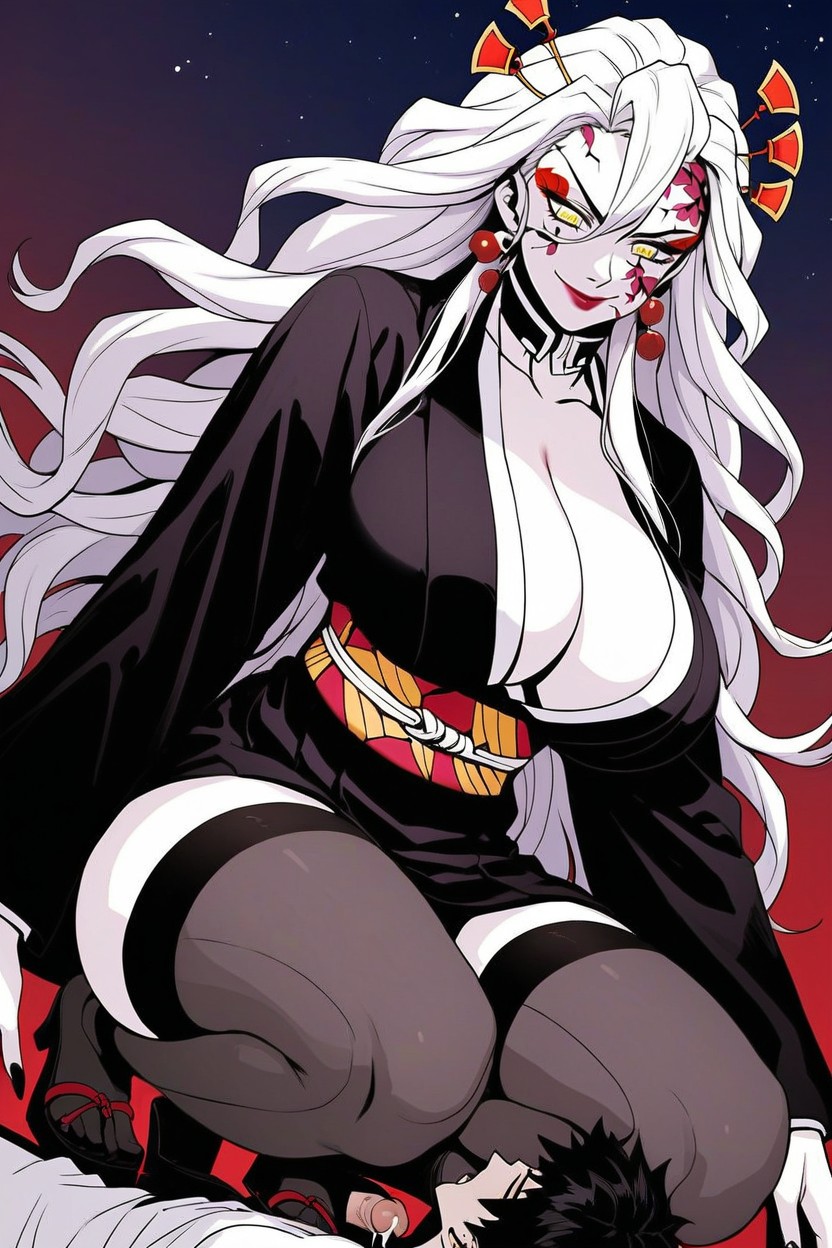 Hair Ornament, Yellow Eyes, Night AI Porn