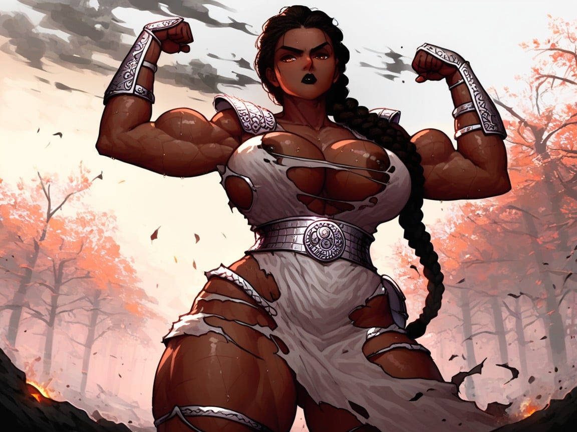 Wearing White Roman Clothes, Dark Brown Skin, Cinematic Latina AI Porn